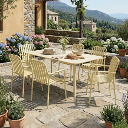 Τραπεζαρία Heven Vista Σετ 7Τεμ Σαμπανί Αλουμίνιο 150X80X72Εκ