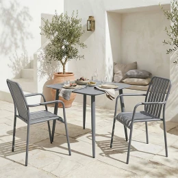 Τραπεζαρία Heven Vista Σετ 3Τεμ Ανθρακί Αλουμίνιο 80X80X72Εκ