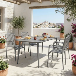 Τραπεζαρία Heven Vista Σετ 5Τεμ Ανθρακί Αλουμίνιο 150X80X72Εκ