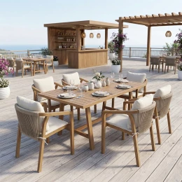 Τραπεζαρία Malibu Σετ 7Τεμ Μασίφ Ξύλο Ακακίας 160X90X75Εκ