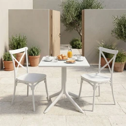 Τραπεζαρία Groovy Crossie Σετ 3Τεμ Λευκό Pp 60X60X76Εκ
