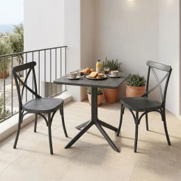 Τραπεζαρία Groovy Crossie Σετ 3Τεμ Ανθρακί Pp 60X60X76Εκ