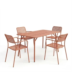 Τραπεζαρία Moraja Federal Σετ 5Τεμ Terracotta Μέταλλο 140X80X72Εκ