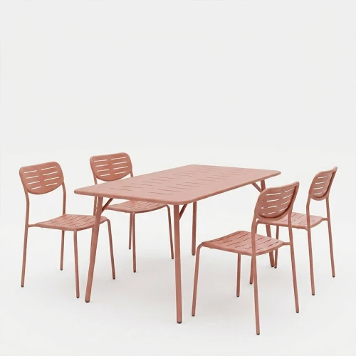 Τραπεζαρία Moraja Deraby Ι Σετ 5Τεμ Terracotta Μέταλλο 140X80X72Εκ