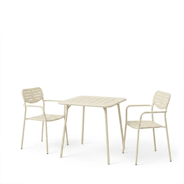 Τραπεζαρία Moraja Deraby Σετ 3Τεμ Κρεμ Μέταλλο 70X70X73Εκ