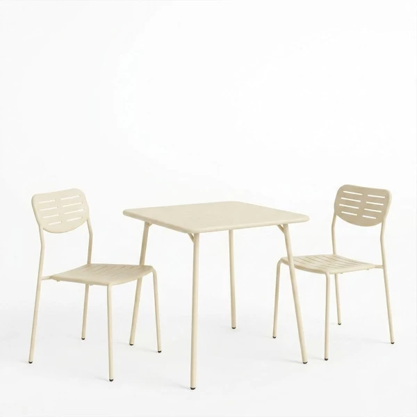 Τραπεζαρία Moraja Deraby I Σετ 3Τεμ Κρεμ Μέταλλο 70X70X73Εκ