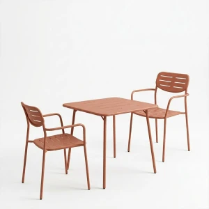 Τραπεζαρία Moraja Deraby Σετ 3Τεμ Terracotta Μέταλλο 70X70X73Εκ