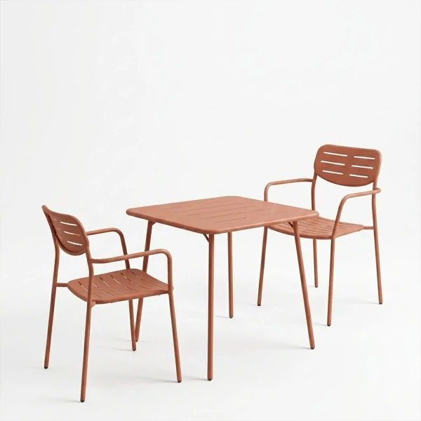 Τραπεζαρία Moraja Deraby Σετ 3Τεμ Terracotta Μέταλλο 70X70X73Εκ