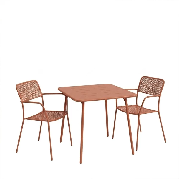 Τραπεζαρία Moraja Federal Σετ 3Τεμ Terracotta Μέταλλο 70X70X73Εκ