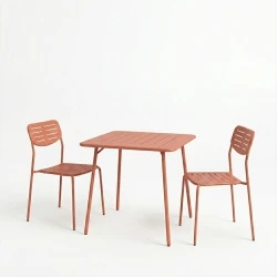 Τραπεζαρία Moraja Deraby I Σετ 3Τεμ Terracotta Μέταλλο 70X70X73Εκ