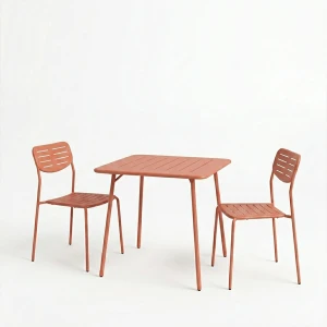Τραπεζαρία Moraja Deraby I Σετ 3Τεμ Terracotta Μέταλλο 70X70X73Εκ