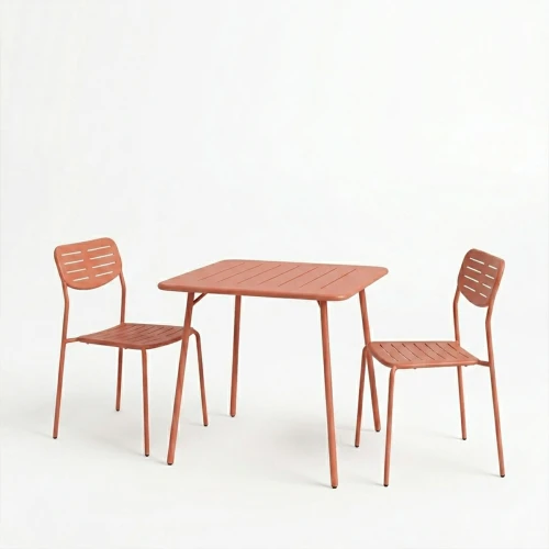 Τραπεζαρία Moraja Deraby I Σετ 3Τεμ Terracotta Μέταλλο 70X70X73Εκ
