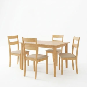 Τραπεζαρία Dallan Country 5Τεμ Σε Φυσική Απόχρωση Rubberwood 120-150X80X74Εκ