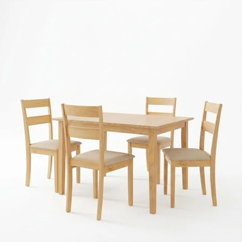 Τραπεζαρία Dallan Country 5Τεμ Σε Φυσική Απόχρωση Rubberwood 120-150X80X74Εκ