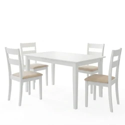 Τραπεζαρία Dallan Mabor 5Τεμ Λευκό Rubberwood 120-150X80X73,8Εκ