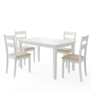 Τραπεζαρία Dallan Mabor 5Τεμ Λευκό Rubberwood 120-150X80X73,8Εκ