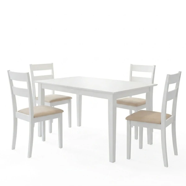Τραπεζαρία Dallan Mabor 5Τεμ Λευκό Rubberwood 120-150X80X73,8Εκ