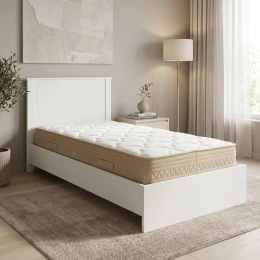 Κρεβάτι Με Στρώμα Athos Sleepy Λευκό 90X190Εκ