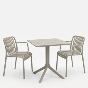 Τραπεζαρία Zoi Groovy Σετ 3Τεμ Cappuccino Pp 80X80X74Εκ