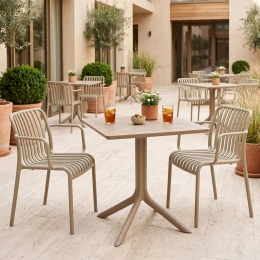 Τραπεζαρία Zoi Groovy Σετ 3Τεμ Cappuccino Pp 80X80X74Εκ