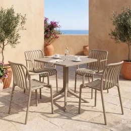 Τραπεζαρία Zoi Groovy Σετ 5Τεμ Cappuccino Pp 80X80X74Εκ