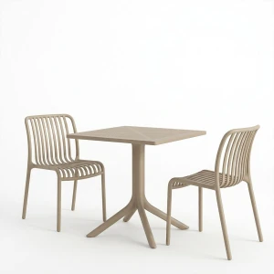 Τραπεζαρία Zoi Groovy Σετ 3Τεμ Cappuccino Pp 80X80X74Εκ