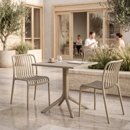 Τραπεζαρία Zoi Groovy Σετ 3Τεμ Cappuccino Pp 80X80X74Εκ