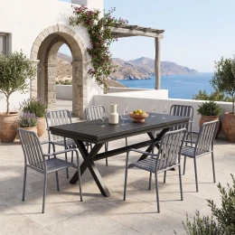 Τραπεζαρία Dagyn Vista Σετ 7Τεμ Ανθρακί Αλουμίνιο 180-240X90X76Εκ