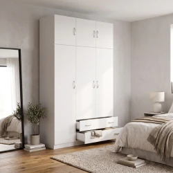 Ντουλάπα Τρίφυλλη Με Πατάρι Alvia Λευκό 150X51X240Εκ