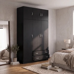 Ντουλάπα Τρίφυλλη Με Πατάρι Alvia Wenge 150X51X240Εκ