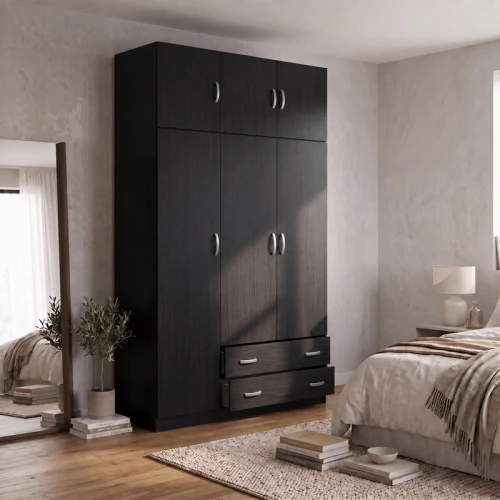 Ντουλάπα Τρίφυλλη Με Πατάρι Alvia Wenge 150X51X240Εκ