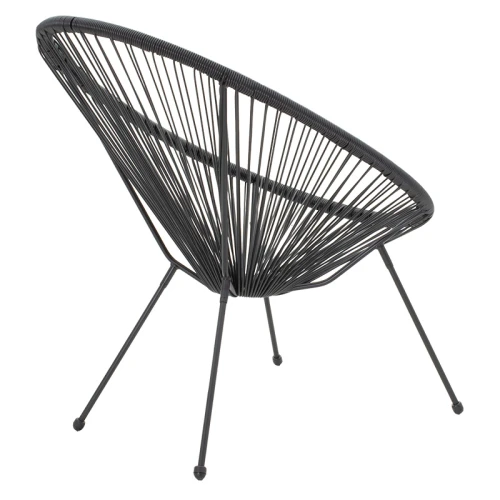 Πολυθρόνα Acapulco Μεταλλο-Pe Rattan Σε Μαύρη Απόχρωση 68.5X74.5X84Εκ