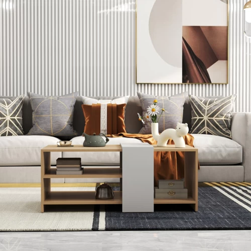 Τραπέζι Σαλονιού Cozeto Σε Φυσική-Λευκή Απόχρωση 100X53X41.5Εκ