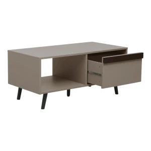 Τραπέζι Σαλονιού Nectra Taupe Με Μαύρο 100X50X45Εκ