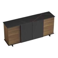 Μπουφές Zafore Καρυδί- Μαύρο Μαρμάρου 180X45X80Εκ