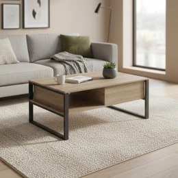 Τραπέζι Σαλονιού Bendon Σε Sonoma-Μαύρη Απόχρωση 100X60X44.5Εκ
