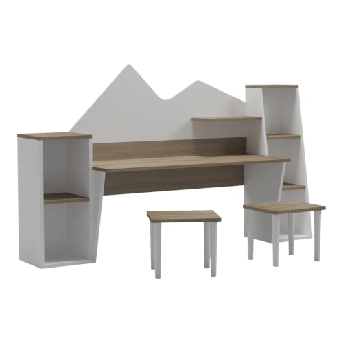 Παιδικό Γραφείο Με Σκαμπο Dualto Sonoma-Λευκό 180X30X93.6Εκ