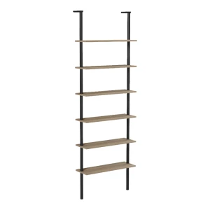 Βιβλιοθήκη Επιτοίχια Dimmo Sonoma-Μαύρο Μέταλλο 60X20X180Εκ