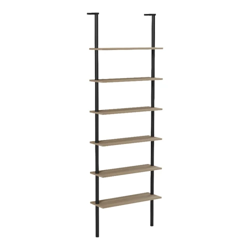 Βιβλιοθήκη Επιτοίχια Dimmo Sonoma-Μαύρο Μέταλλο 60X20X180Εκ