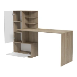 Γραφείο Εργασίας Με Βιβλιοθήκη Felanbo Sonoma-Λευκό 160X60X125Εκ