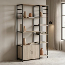 Επιδαπέδια Ραφιέρα Ranea Sonoma-Μαύρο 85X32X150Εκ