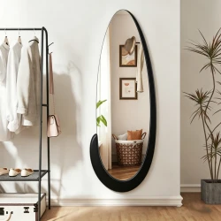 Καθρέπτης Οβάλ Marly Μαύρο Mdf 50.5X4X127Εκ
