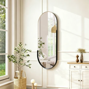 Καθρέπτης Asteria Μαύρο Mdf Μάυρο Μέταλλο 45X5X105Εκ
