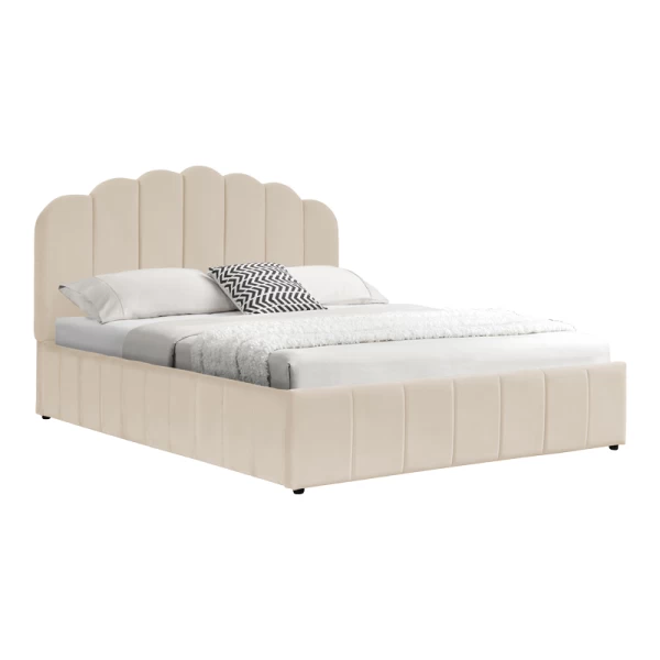 Κρεβάτι Tatiana Βελούδο Μπεζ Με Αποθηκευτικό Χώρο 160X200Εκ
