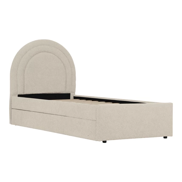 Κρεβάτι Arcuate Μπουκλέ Υφασμα Μπεζ Με Συρόμενο 90X200Εκ