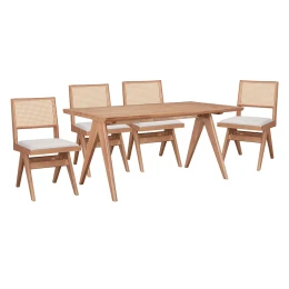 Τραπεζαρία Winslow Σετ 5Τεμ Ξύλο Rubberwood Ανοιχτό Καρυδί 160X85X75Εκ