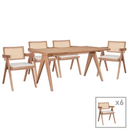 Τραπεζαρία Winslow Ι Σετ 7Τεμ Ξύλο Rubberwood Ανοιχτό Καρυδί 160X85X75Εκ