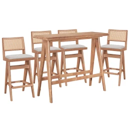 Τραπεζαρία Μπαρ Winslow Σετ 5Τεμ Ξύλο Rubberwood Ανοιχτό Καρυδί 120X45X100Εκ