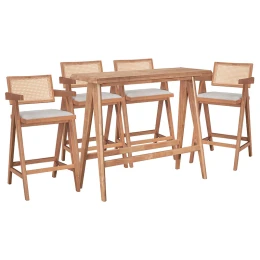 Τραπεζαρία Μπαρ Winslow I Σετ 5Τεμ Ξύλο Rubberwood Ανοιχτό Καρυδί 120X45X100Εκ