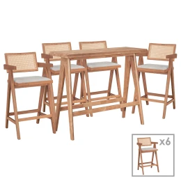 Τραπεζαρία Μπαρ Winslow I Σετ 7Τεμ Ξύλο Rubberwood Ανοιχτό Καρυδί 120X45X100Εκ